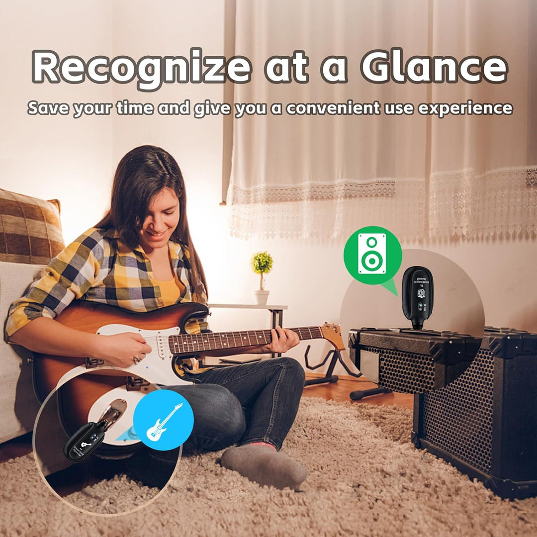 INGPARTNER Sistema de guitarra inalámbrico A8 UHF, 2 modos, batería...