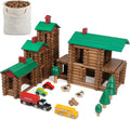 Wondertoys Juego de troncos de madera de villa grande, 456 piezas, troncos de madera real, troncos de construcción clásicos a partir de 3 años, el mejor juego de regalo de construcción retro, regalos educativos de ingeniería de construcción creativa