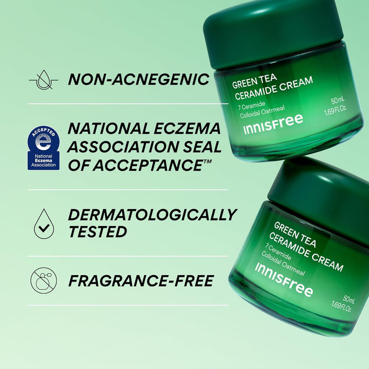 innisfree Crema de ceramida de té verde, crema hidratante de rescat...