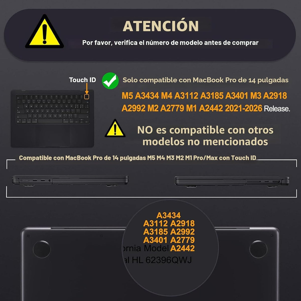 MOSISO - Funda compatible con MacBook Pro de 14 pulgadas M5 M4 M3 M...