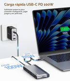 Estación de acoplamiento USB C, pantalla cuádruple, estación de acoplamiento para laptop 14 en 1, monitor doble, 8K @30Hz DP, dual 4K @60Hz HDMI, VGA, 5 puertos de datos USB, 100 W PD, Ethernet, SD/TF