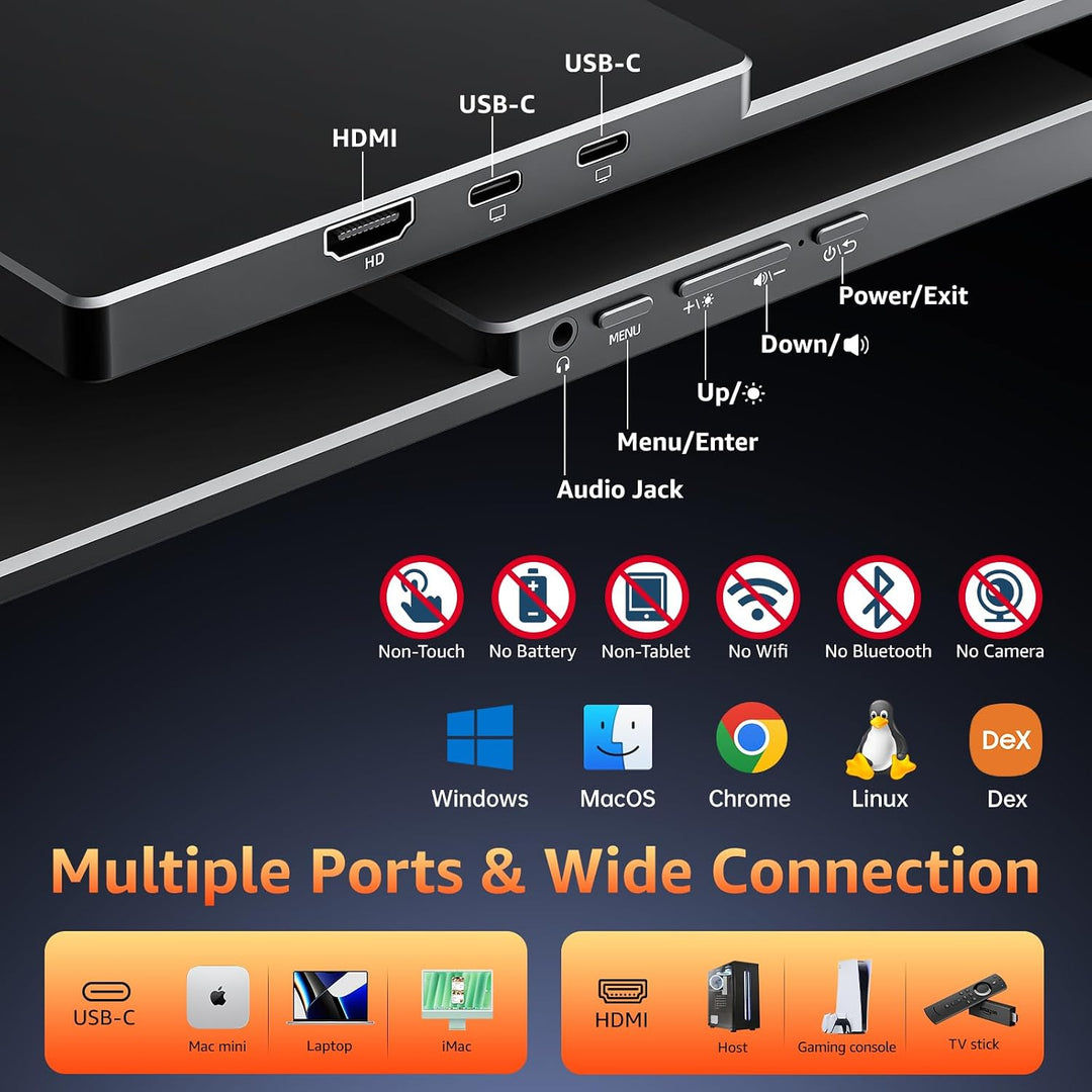 kksmart Monitor portátil de 18.5 pulgadas 128% sRGB 100Hz 1080P FHD...