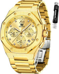 OLEVS Reloj para hombre Big Face Acero inoxidable Impermeable Luminoso Diamante