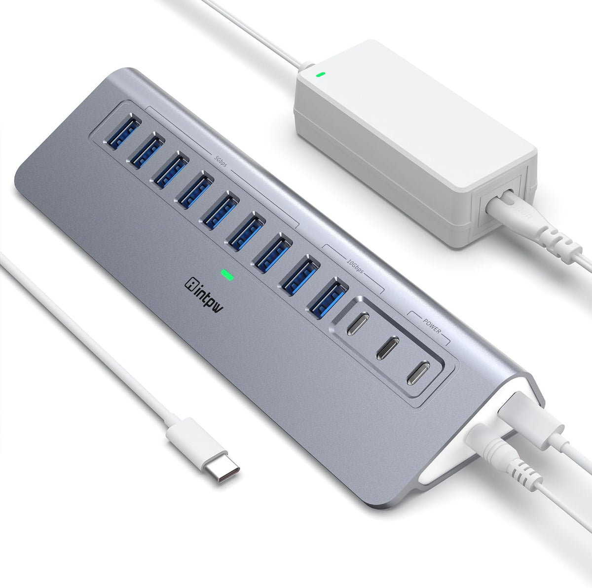 intpw, hub USB 3.0 de 12 puertos, alimentado