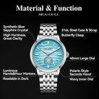 SEA-GULL Relojes mecánicos para hombre, Serie Natural, Reloj de pulsera automático, Subdial Polaris, Seagull ST17, Luminoso, 6180