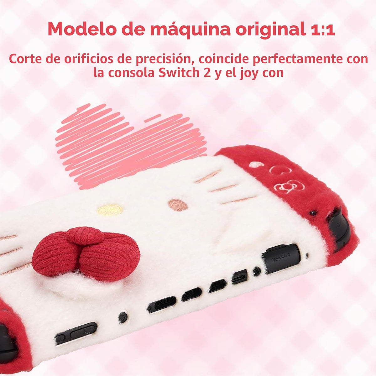 Kuitmor Funda Protectora de Peluche para Switch 2, Funda de PC Rígida Kawaii de Ajuste Estrecho Compatible con la Consola de Juego Switch 2025 y el Control de Joystick - HLK