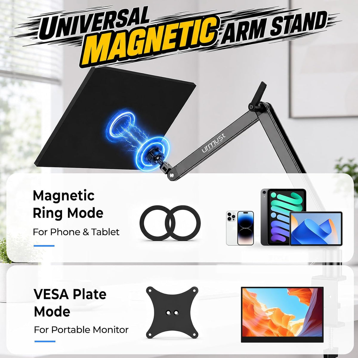 Soporte magnético para iPad, soporte de escritorio para tablets y monitores portátiles M