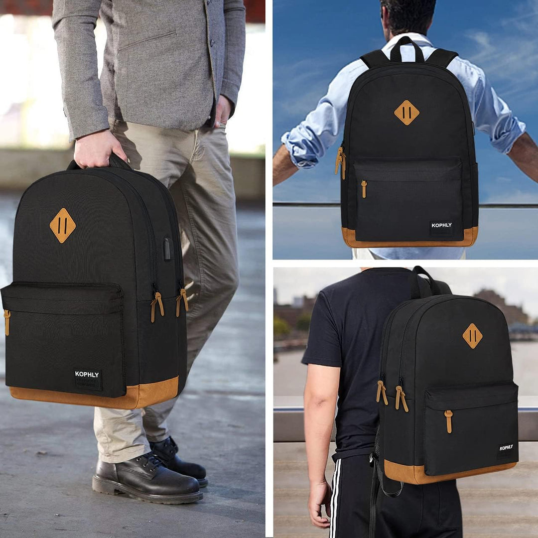 KOPHLY Mochila grande para portátil de mano para viajes, Set negro,...