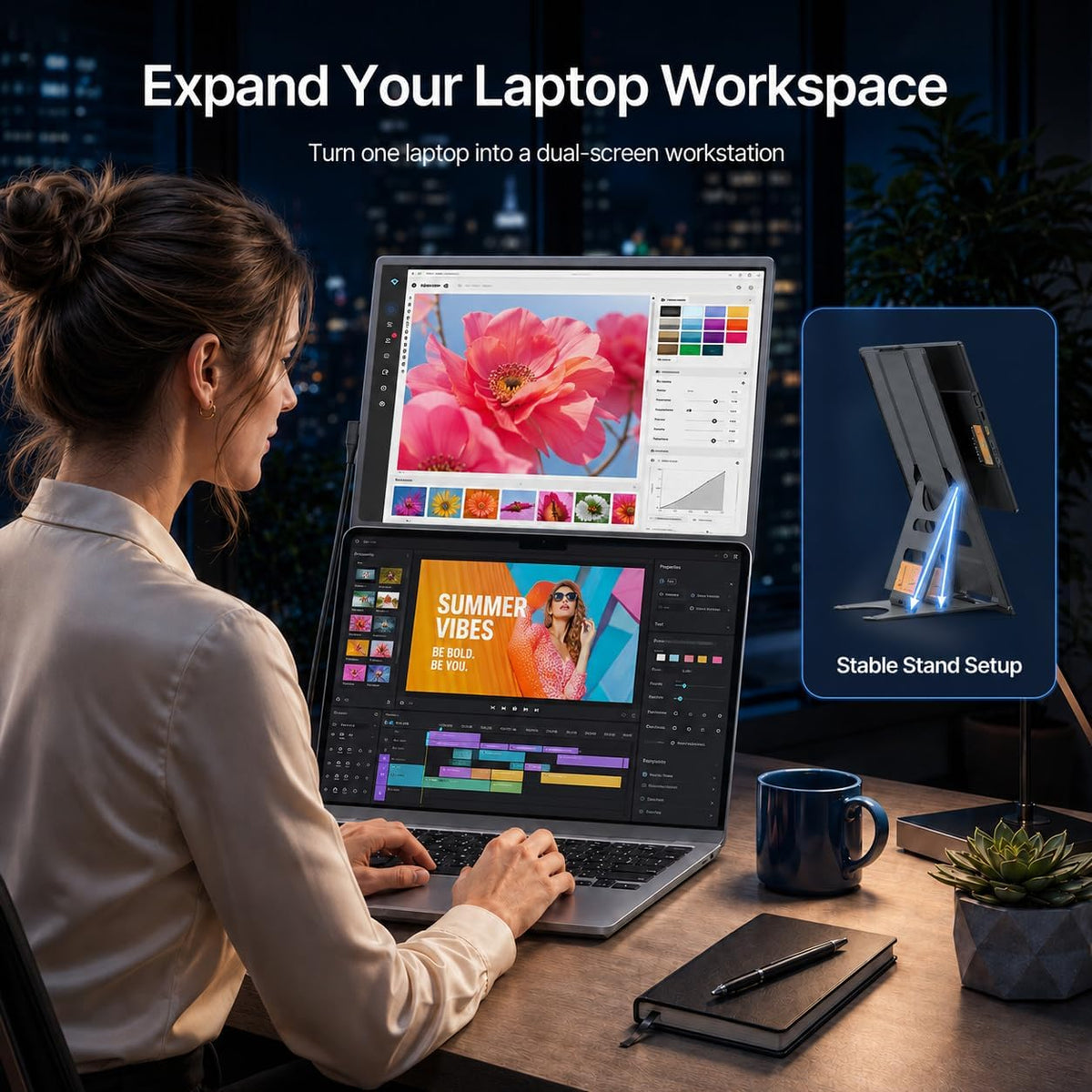 Extensor de pantalla para laptop de 15.6", 5 modos y monitor portátil