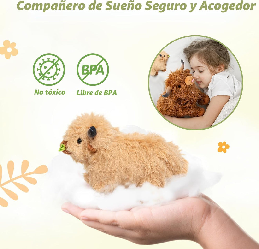 OUOZZZ - Juego de animales de peluche de vaca Highland, 14.5 pulgad...