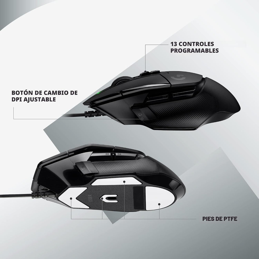 Logitech G502 X - Mouse de juegos con cable - Interruptores híbrido...