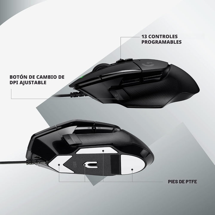 Logitech G502 X - Mouse de juegos con cable - Interruptores híbrido...