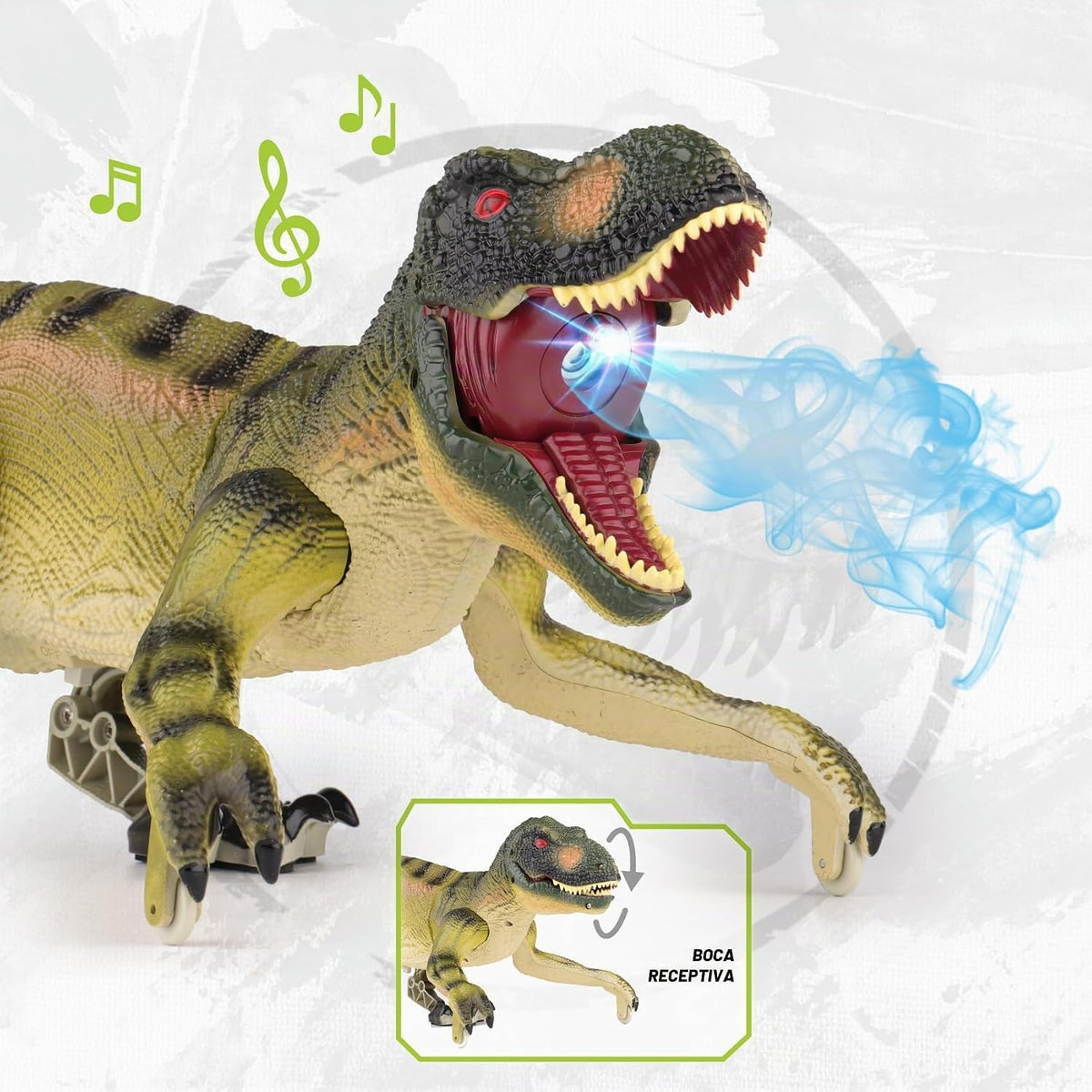 VERTOY Juguetes de dinosaurio a control remoto para niños de 3, 4, 7, 8 a 12 años, regalo realista de T-Rex para niños, dinosaurio a control remoto con luz, rugido, aerosol, detección táctil