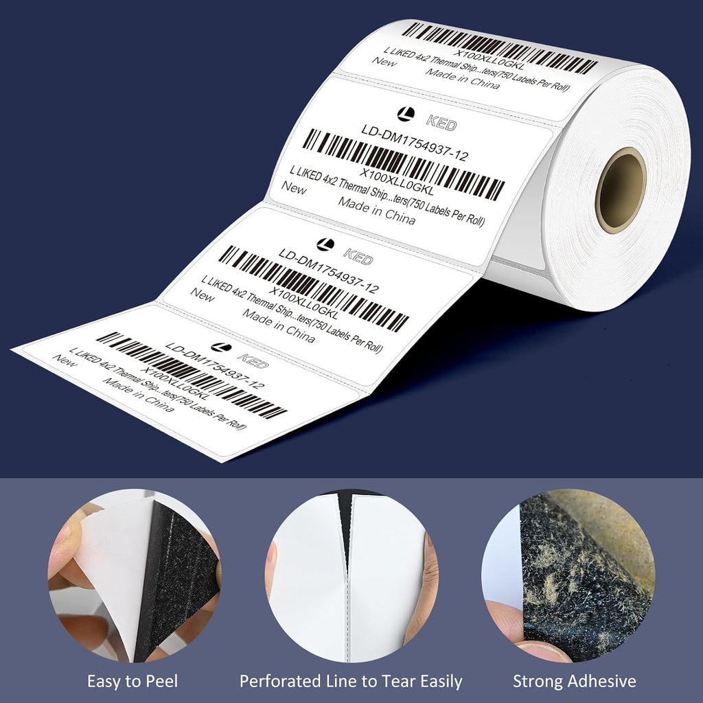 LLIKED Etiquetas térmicas directas de 4" x 2", etiquetas de envío de código