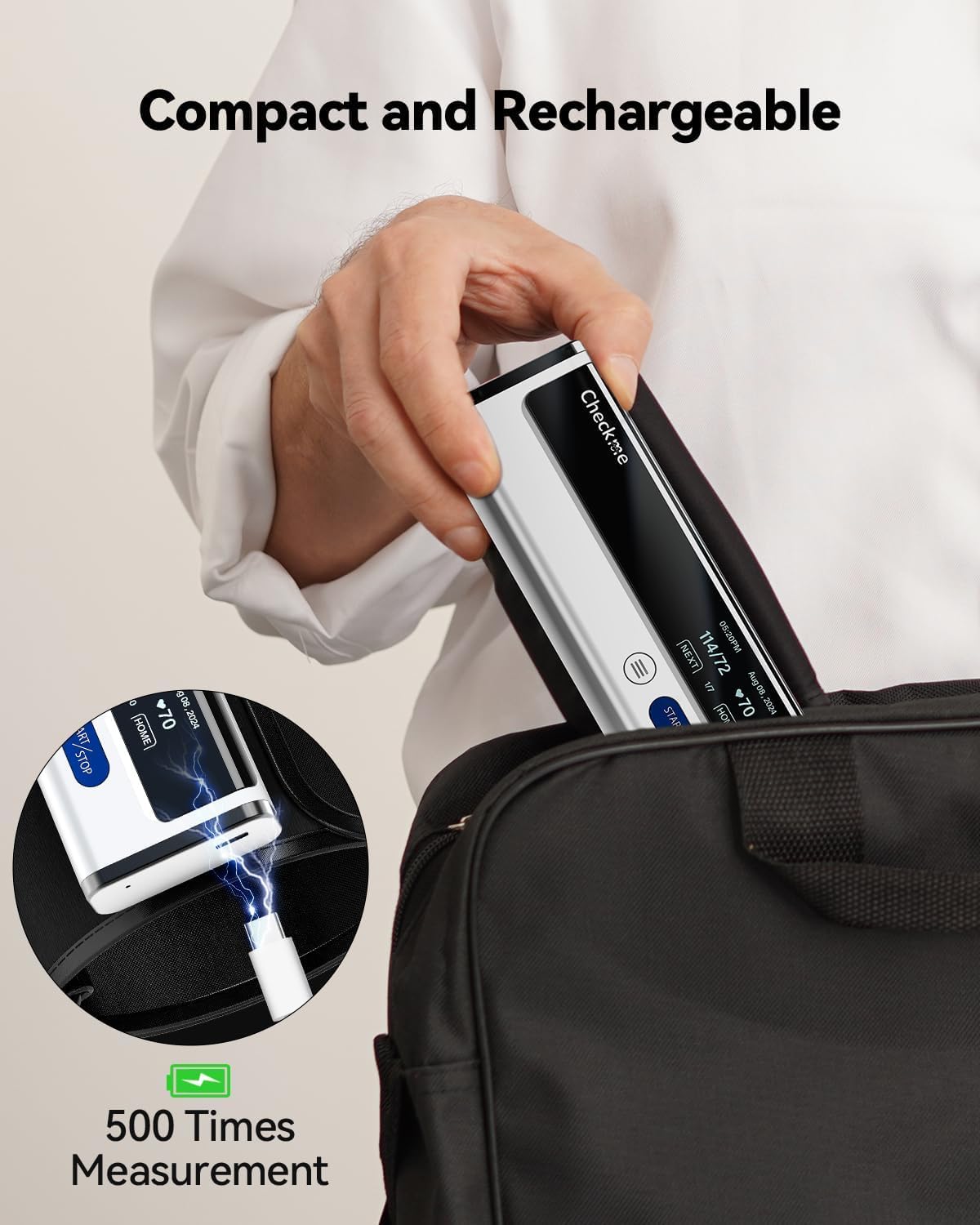 Checkme BP2A - Monitor de presión arterial para uso doméstico y parte superior del brazo, brazalete de máquina Bluetooth BP, lecturas digitales precisas en 30 segundos