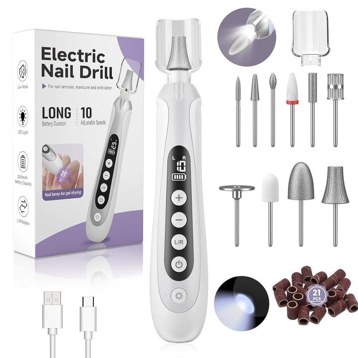 Taladro de uñas, lima de uñas eléctrica y lima de uñas inalámbrica...