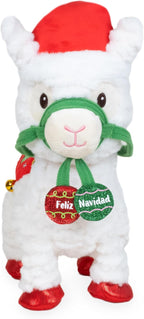 Cuddle Barn - Navidad Nico | Peluche Navideño Animado Caminante Musical Llama Reproduce 'Feliz Navidad', 10.5 pulgadas