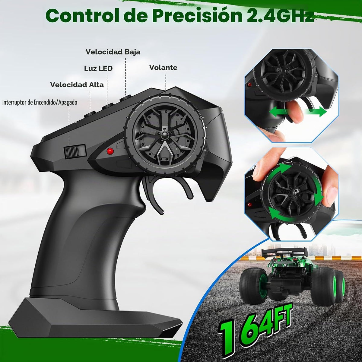Coche de control remoto, coches recargables 1:18 Rc, camión RC todo