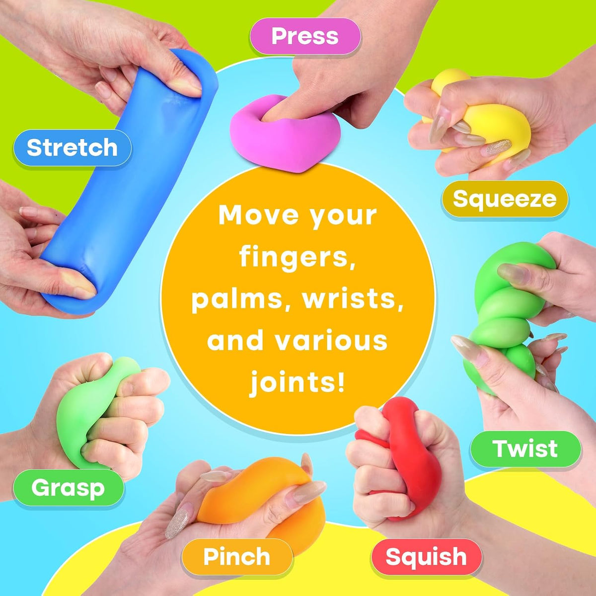 24 Pack Mini Slow Rise Stress Cube, 1.5" Squishy Fidget Toy con Carry Case