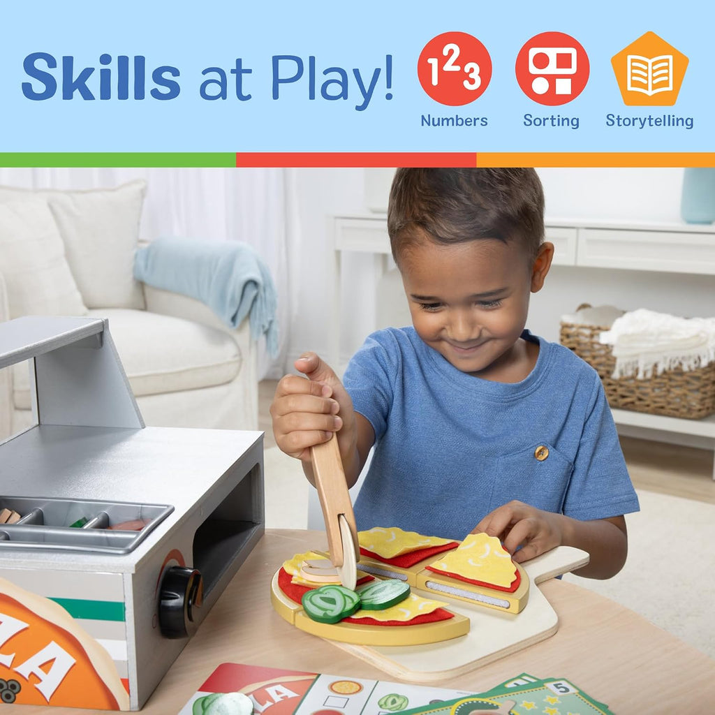 Melissa & Doug Top & Bake Wooden Pizza Counter Pretend Play Set