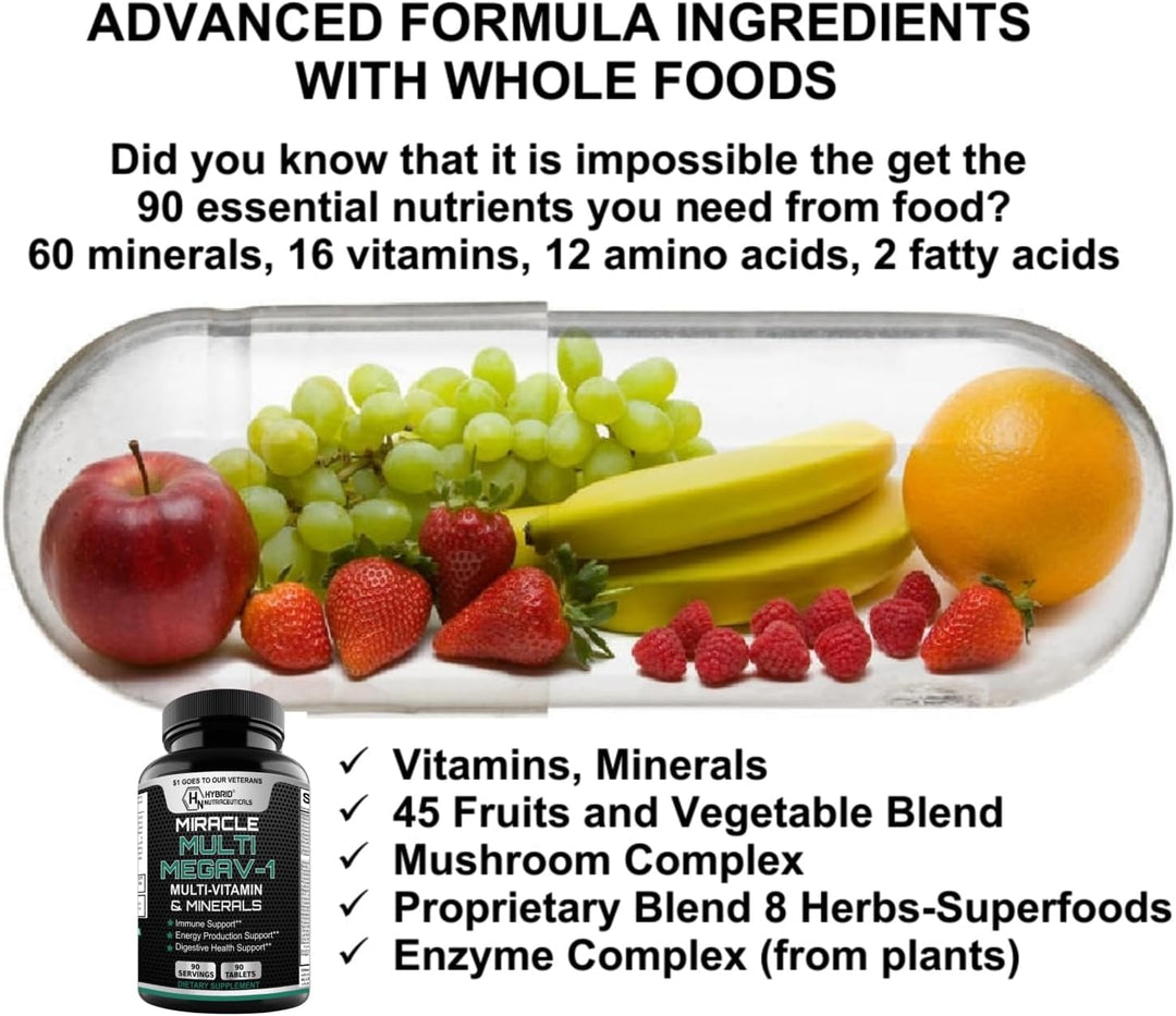 MEGAV-1 Multivitaminas, superalimentos y minerales, multivitamínico...