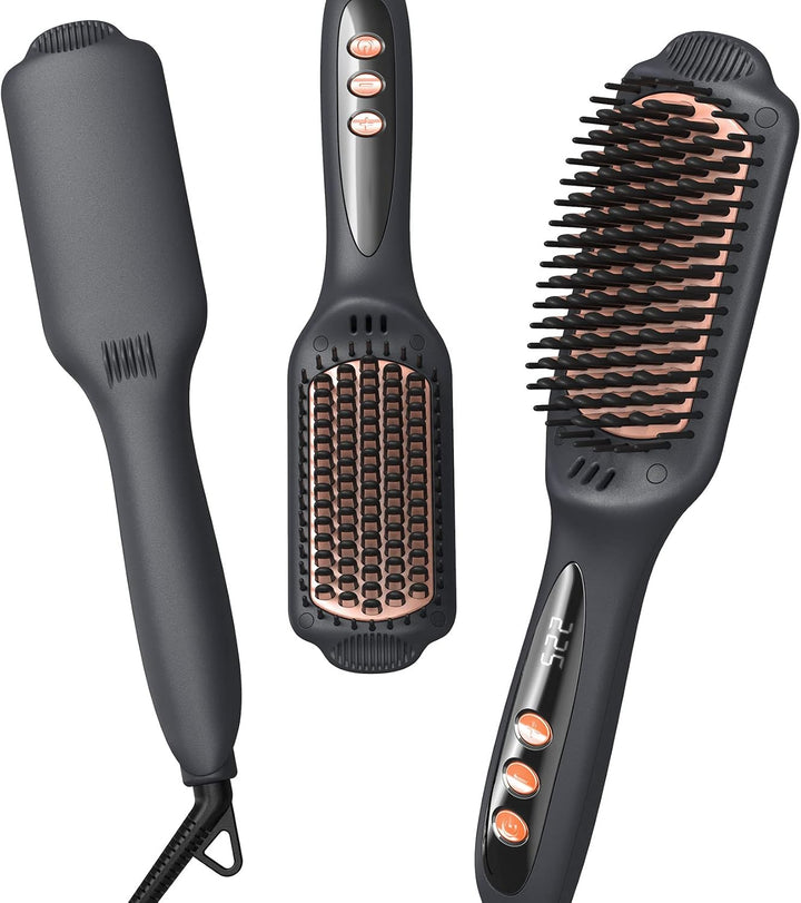 LANDOT Cepillo alisador de cabello para cabello grueso y rizado, ce...