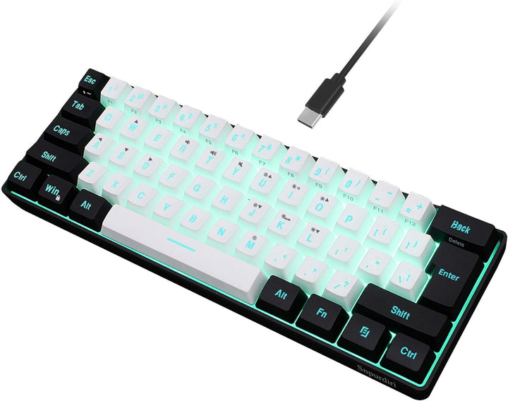 Snpurdiri - Teclado RGB de 60 % con cable, retroiluminado, ultracom...