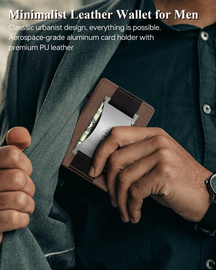 HITTIONA Billetera minimalista delgada para hombre, carteras de cue...