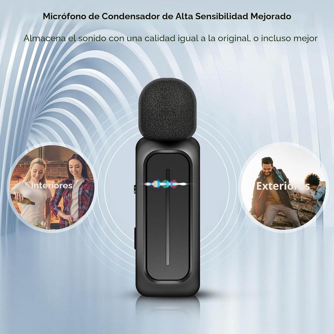 Ecomxia 2 Piezas Micrófono de Solapa Inalámbrico para iPhone iPad A...