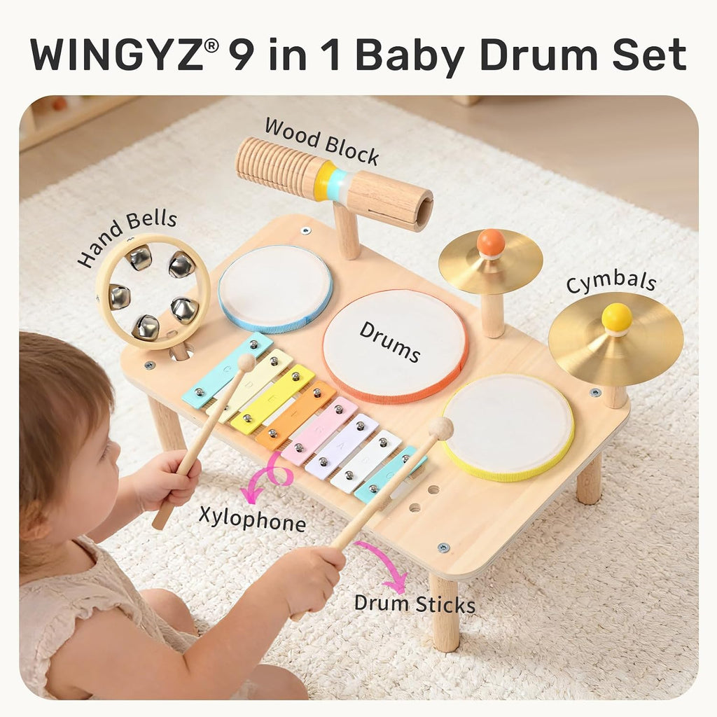 Set de batería para niños, Juguetes Montessori 9 en 1