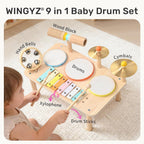 Set de batería para niños, Juguetes Montessori 9 en 1