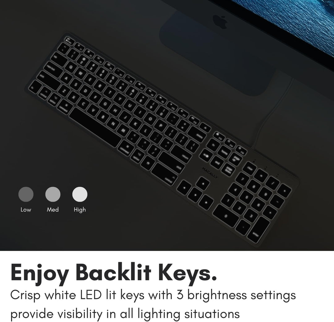 Teclado retroiluminado Macally para Mac - Silencioso, elegante y fu...