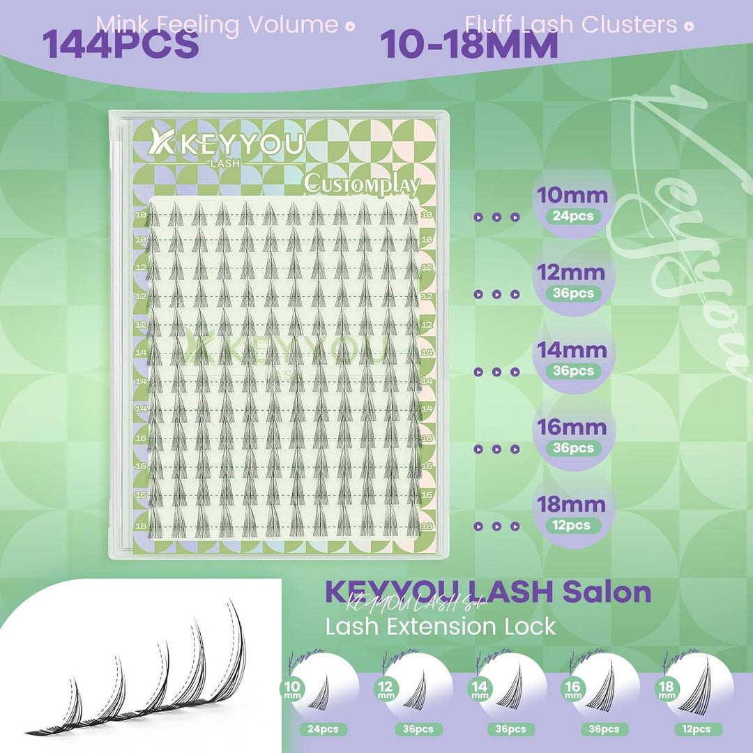 KEYYOU Customplay - Extensiones de pestañas en racimo de pestañas,...