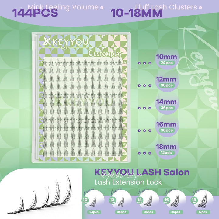 KEYYOU Customplay - Extensiones de pestañas en racimo de pestañas,...
