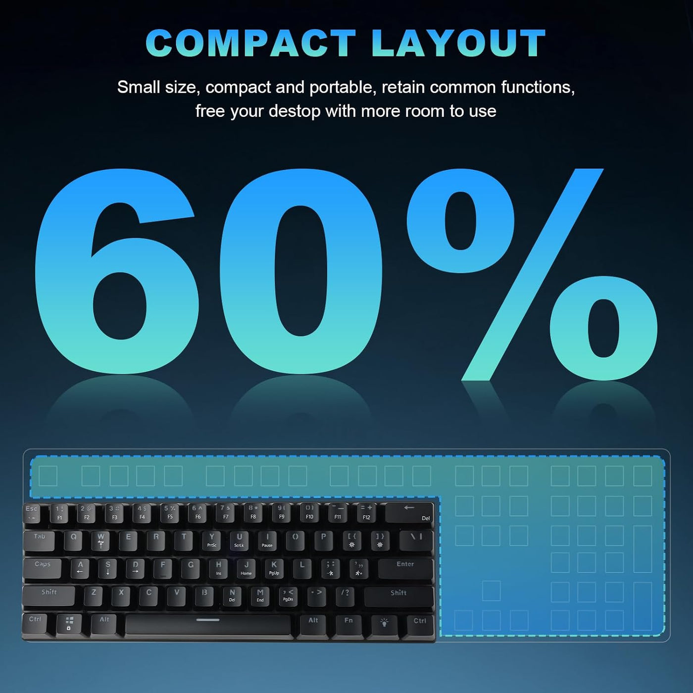 Gaozen Teclado mecánico 60% con cable para juegos, retroiluminado R...