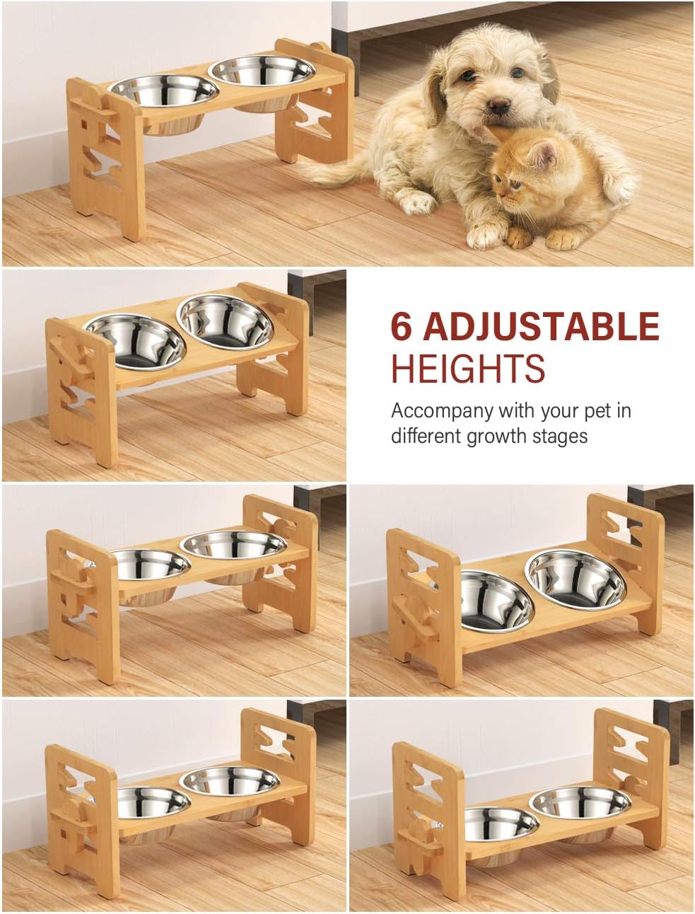 Cuencos elevados para perros, soporte elevado ajustable pequeño