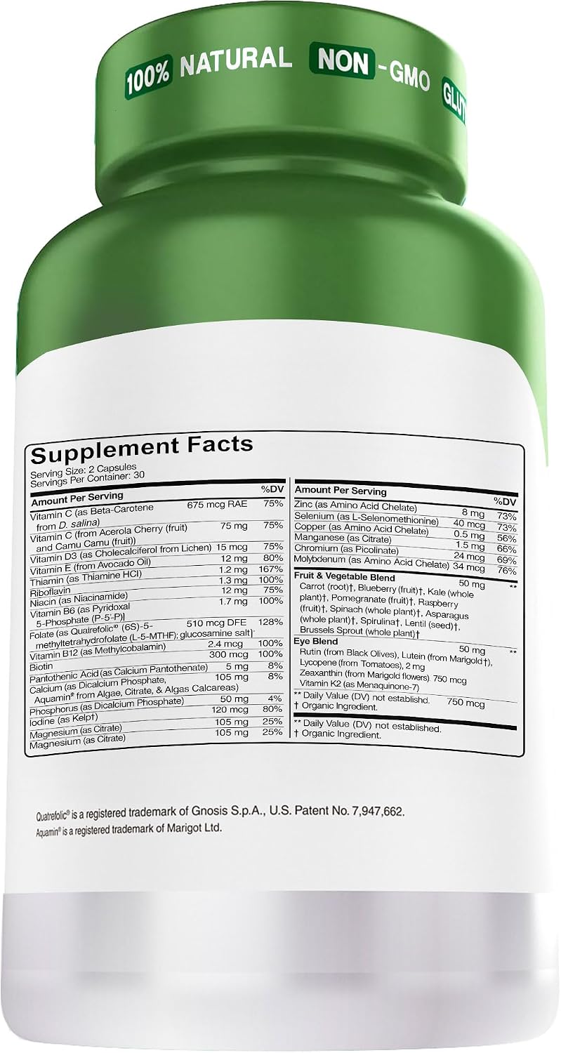 Herbtonics Whole Food Vitaminas adolescentes para energía, concentr...