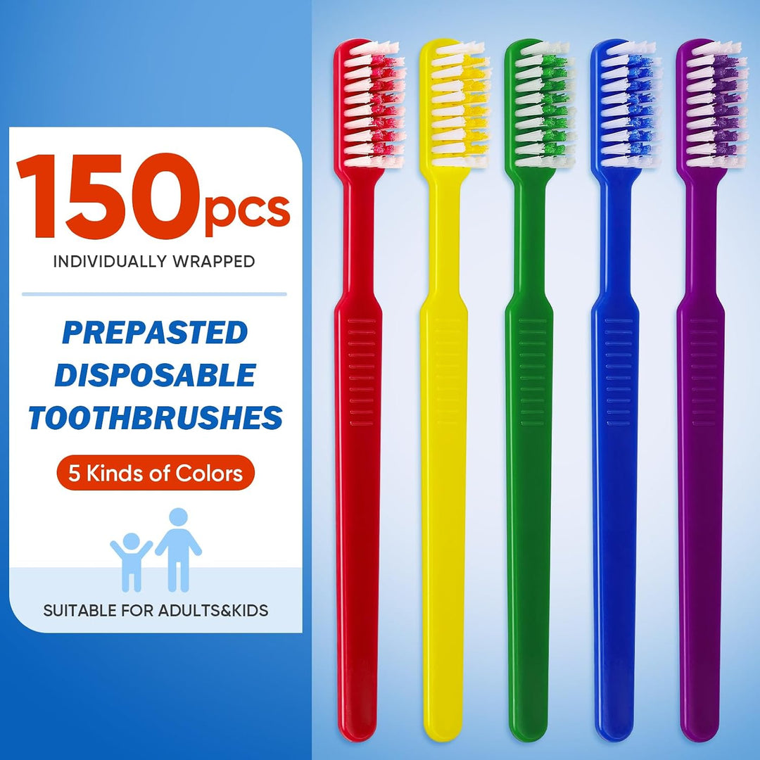 Navona 150 piezas de cepillos de dientes desechables prepastados co...