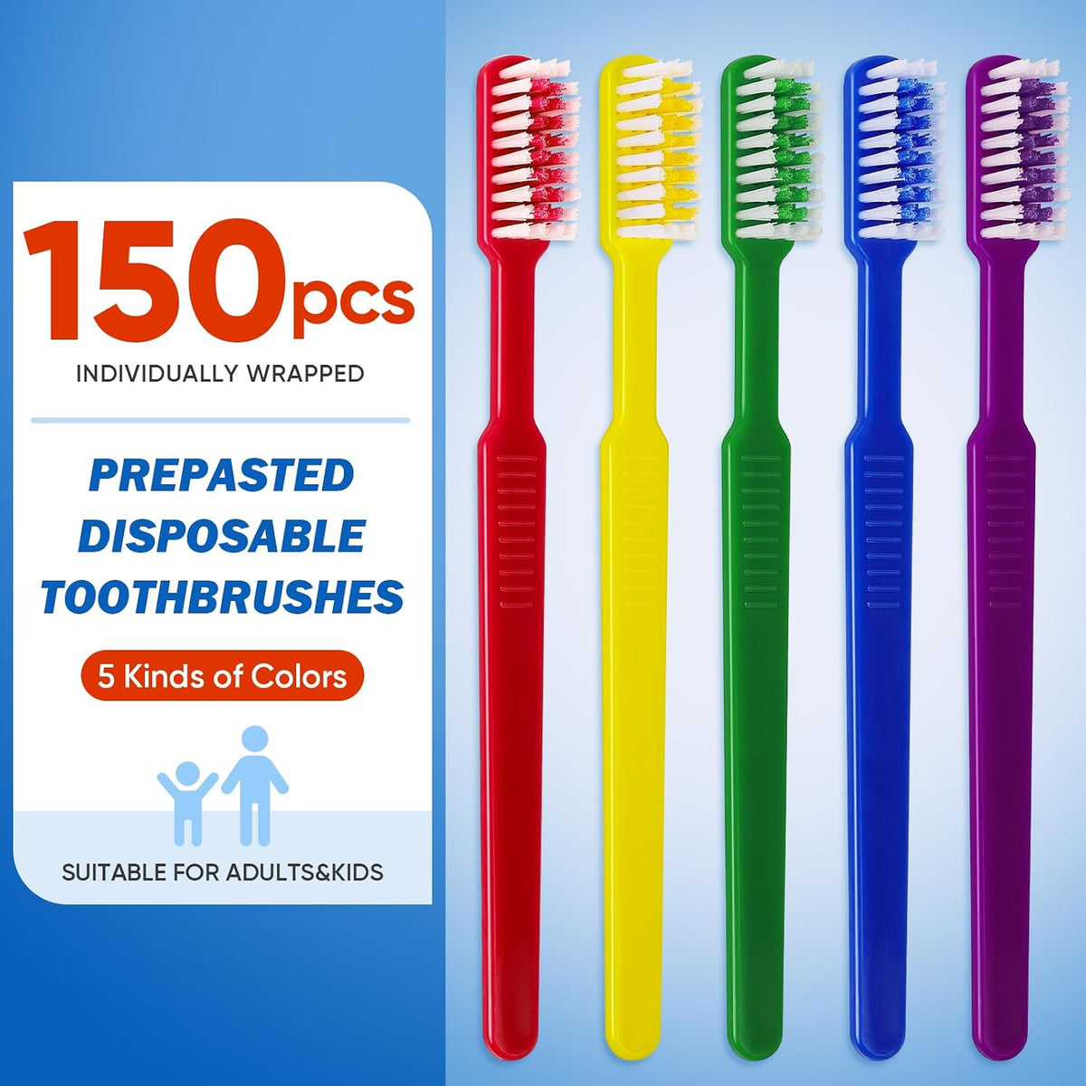 Navona 150 piezas de cepillos de dientes desechables prepastados co...