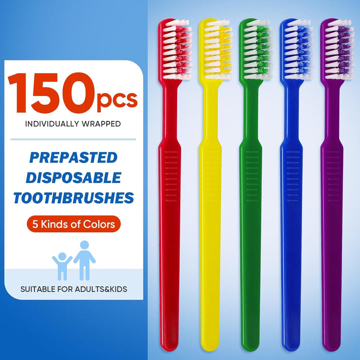 Navona 150 piezas de cepillos de dientes desechables prepastados co...