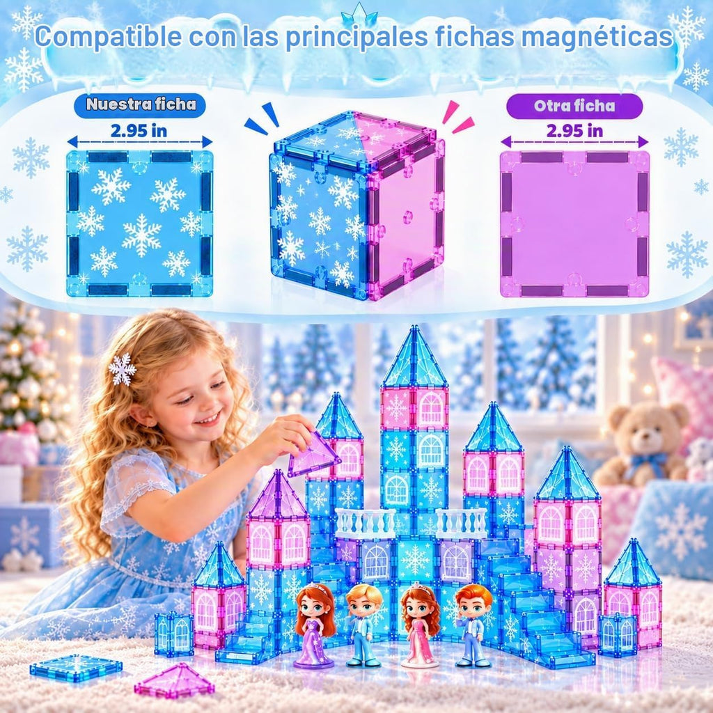 GobiDex Juego de castillo de princesa de azulejos magnéticos de 100 piezas