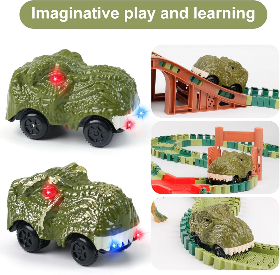 ToyFuntasy Paquete de 2 autos de pista de dinosaurios para niños, e...