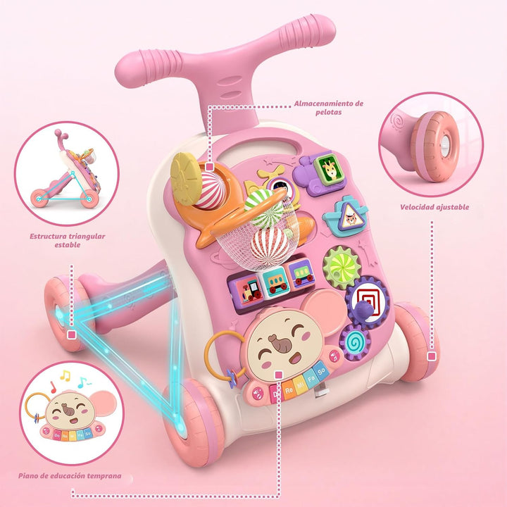 QDRAGON Andador de bebé 3 en 1 y centro de actividades para niñas,...