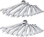 Juego de 24 llaves combinadas de uso general con bolsa enrollable | SAE 1/4" a 1", métrico 8mm a 24mm | Perfecto para uso doméstico general, garaje, reparaciones de automóviles, coche, camión, barco y