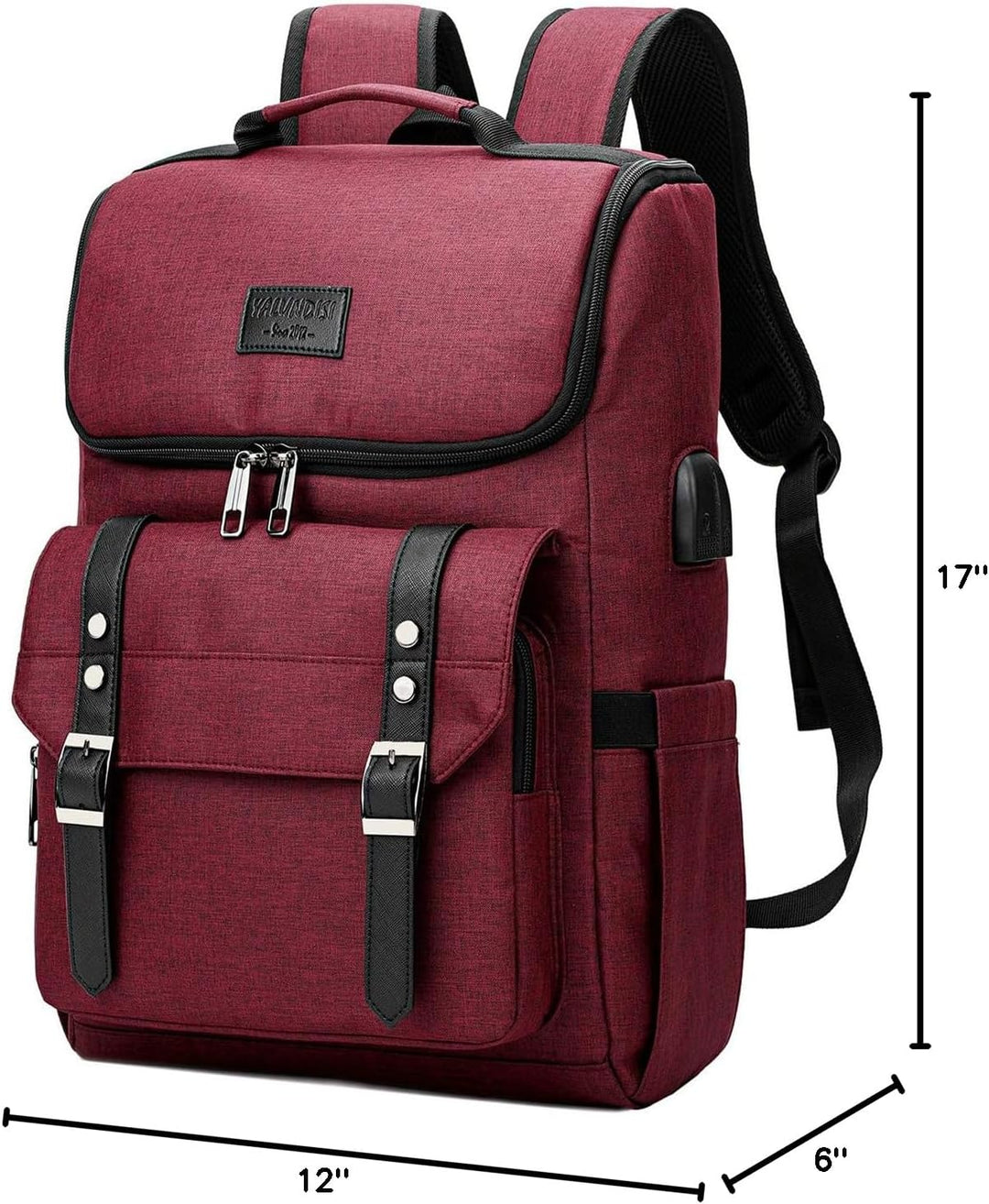YALUNDISI Mochila vintage de viaje para laptop con puerto de carga...