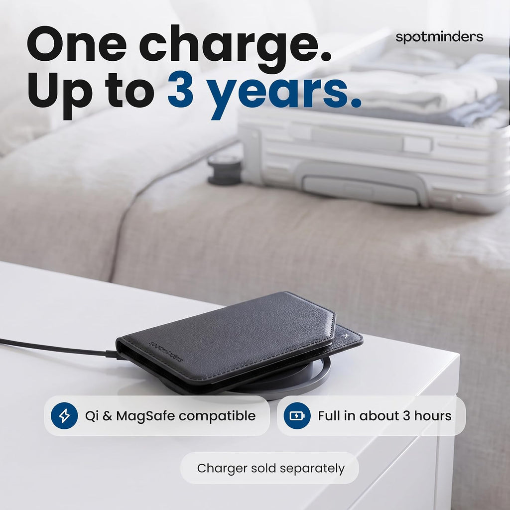 Apple MFi - Soporte para pasaporte rastreable para viajes (solo iOS) funciona con Apple Find My, funda recargable para pasaporte Air de 3 años de duración de la batería, cartera de viaje