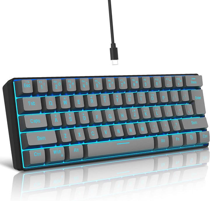 Snpurdiri Teclado para juegos 60% con cable, retroiluminado RGB, ul...