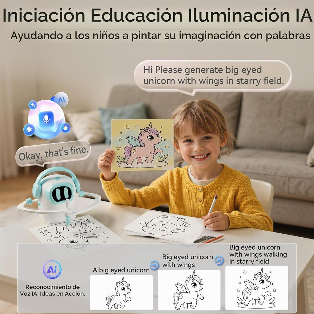 Robot de dibujo AI para niños, más de 10000 imágenes generadas por IA gratis, biblioteca de imágenes actualizada regularmente, juguetes educativos de aprendizaje para niños y niñas de 3 a 8 años