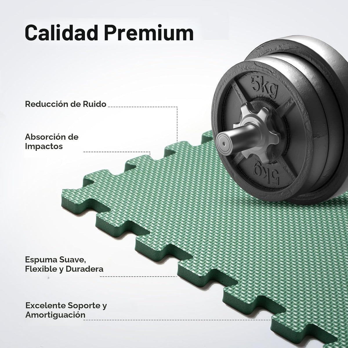 Tapete de gimnasio en casa, tapete de ejercicio de rompecabezas, baldosas de espuma EVA entrelazadas para equipos de entrenamiento en casa y áreas de juego para niños, azul, 24 x 24 x ½ pulgadas