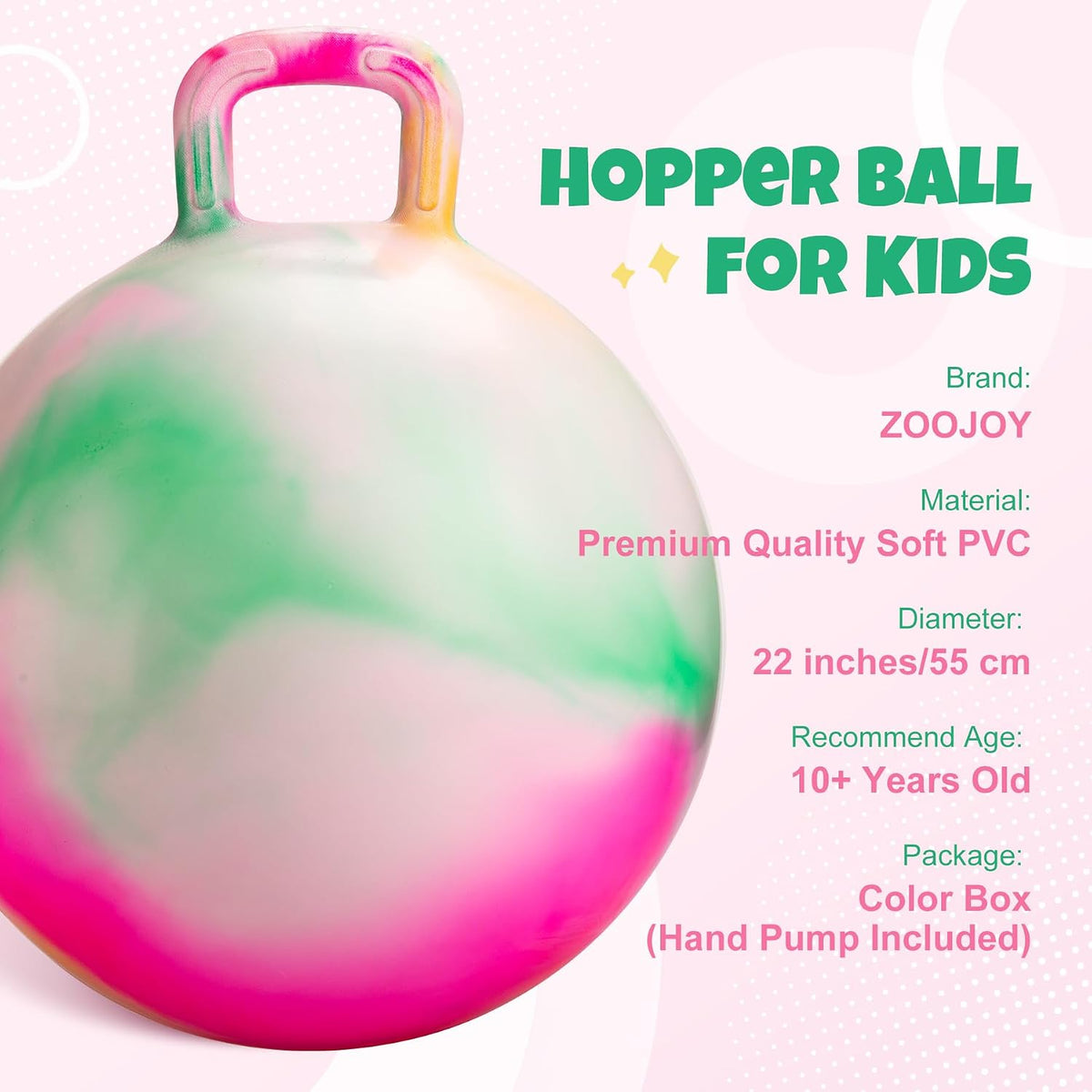 Bola de nubes saltarina, juguetes para saltar para niños, bola hinchable de 22 pulgadas con asa para niños y niñas de 10 años en adelante, juguete saltarín de nubes inflable con bomba